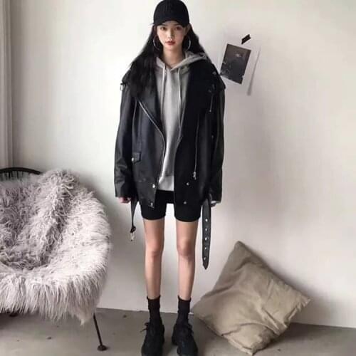 Free shipping.sales.spring Women loose style leather jacket.quality soft sheepskin coat.fashion young leather clothes