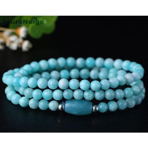 Wholesale Light Blue Tianhe Natural Stone Bracelets Round beads with Barrel bead Bracelet Lucky Business Women Crystal Jewelry