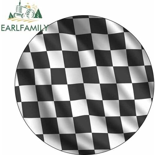 EARLFAMILY 13cm x 12.9cm For Checkered Flag Fine Decal Personality Creative Car Stickers Waterproof For JDM SUV RV Decoration