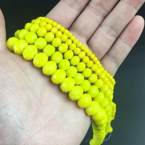 Faceted Yellow Glass Crystal Rondelle Beads Loose Spacer Bead For Jewelry Making DIY Bracelet Earrings 15'' 4/6/8/10/12/14mm