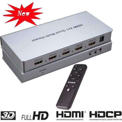 HDMI 4x1 Quad Multiviewer HDMI Switcher 4 In 1 Out 1080P PIP Picture in Picture Seamless Switch 5 Models Game Monitor etc. Must