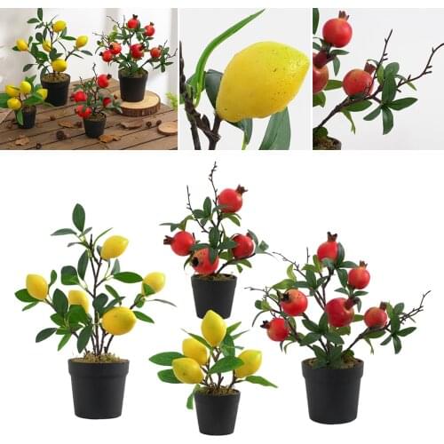 Artificial Plants Bonsai Fruit Tree Potted for Home Wedding Room Decor Flower