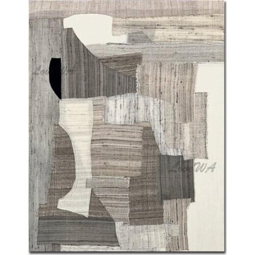Simple Design Abstract Gray Color 100% Hand Painted Colors Block Oil Painting Unframed Wall Hangings Canvas Art Showpieces