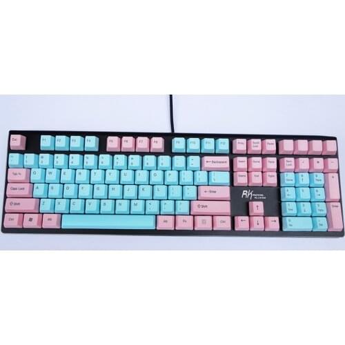 NPKC OEM PBT Keycaps Blue-Pink Mixed ANSI Layout Option 61 Keys 87 Keys 108 Keys for Cherry MX Switches of Mechanical Keyboard
