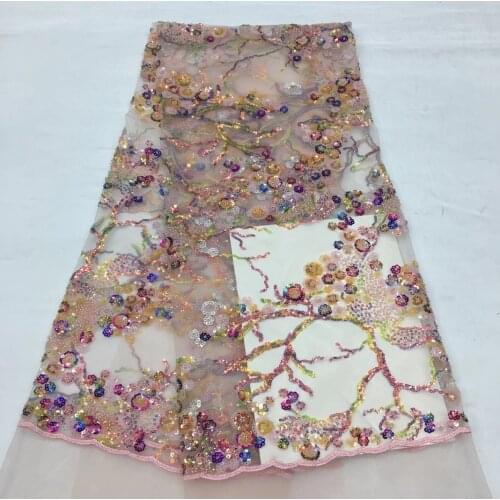 African Beaded Lace Fabric 2021 High Quality Handmade Lace Nigerian Tulle Lace Fabric, Wedding French Lace Fabric XX4586