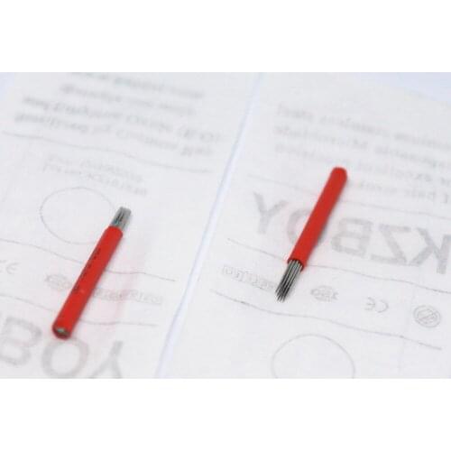 KZBOY 100PCS/Lot Stainless Steel Slant and Round Shaders Microblading Blades 19RS for Shading with Individual Packaging