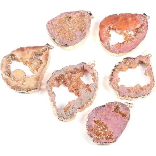 Hot Sale Natural Druzy Quartz Stone Irregular Gems Agates Crystal Pendants Charms For Making Jewelry Necklace Accessories