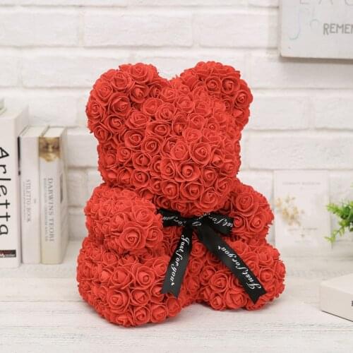 25/40cm handmade rose bear heart shaped artificial flower rose teddy bear Valentines Day wedding birthday gift decoration