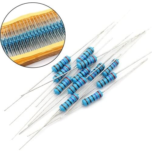 50pcs 1/2W Metal Film Resistor 0.5 watt 1 10 100 110 120 150 220 270 330 470 1K 2.2K 4.7K 10K 100K 470K ohms Wirewound Resistor