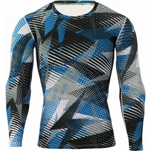 Mens Long-sleeved T-shirt for Running Sports and Leisure Riding Camouflage Tights Breathable Quick-drying T-shirt Basketball