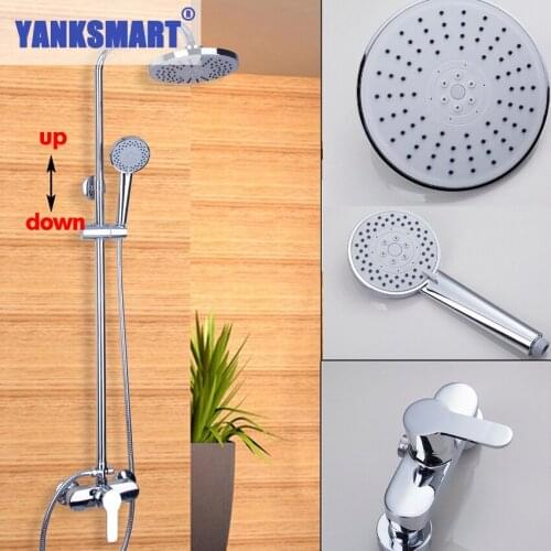 YANKSMART Bathroom Shower Faucets Shower Head Faucet Set Mixer Tap Round Head And Hand Shower- Wall Mounted Shower Set