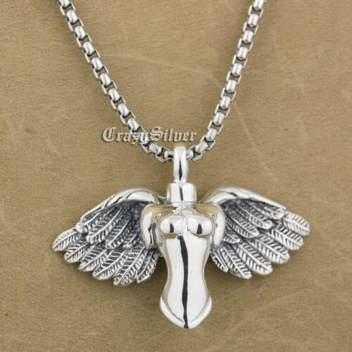 Naked Angel 925 Sterling Silver Mens Biker Rock Punk Pendant 9S001