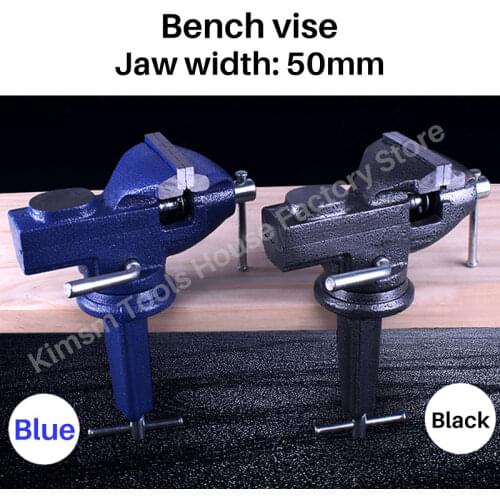 Bench Vise Jaw Width 50mm 360 Degree Swivel Cast Iron Tabletop Vice Multifunctional Heavy Clamp Non-slip Rubber Pad Accessories