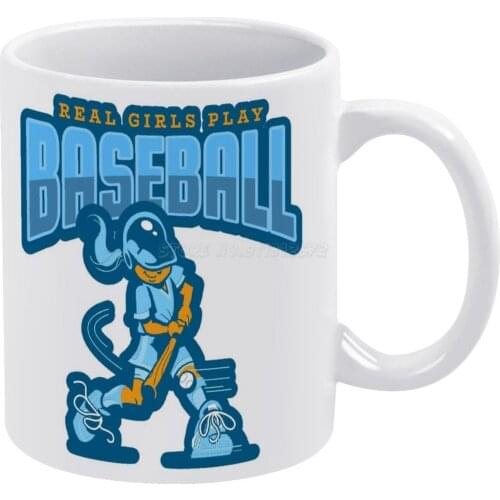 REAL GIRLS PLAY BASEBALL White Mug Coffee Mug Afternoon Tea Christmas Cups Ceramic Mug 330ml for Coffee Baseball Softball Sports