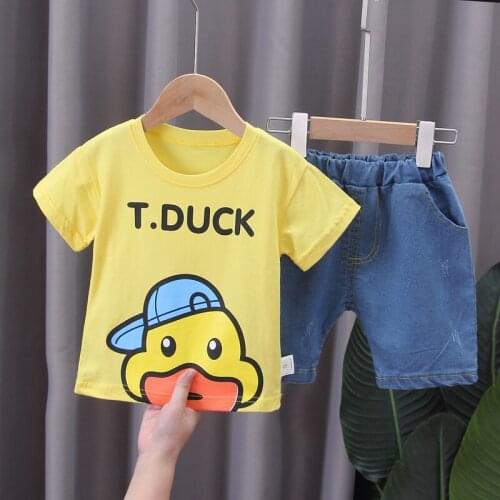 New Infant Clothing For Baby Girls Clothes Set Summer Newborn Baby Boys Clothes T-shirt+Denim shorts Pant 2pcs Suit Baby Costume