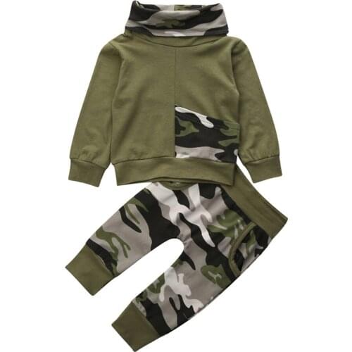 2020 New Spring 0-24M Infant Baby Boy Winter Clothes Hoodies Sweatshirt Top + Camo Pants 2PCS Outfit Autumn Set