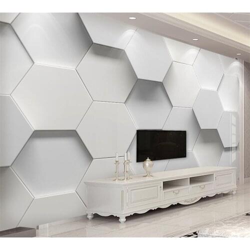 Beibehang Customized Wallpaper Fashion Mural 3D Stereo Geometric Figure Simple Background Wall Nordic Minimalist White Gray