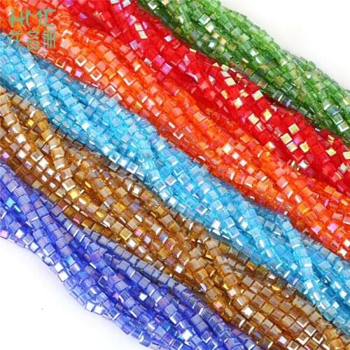 Wholesale Approx 50pcs 6MM Cube Glass Loose Beads 12 Colors Square Shape Austrian Crystal Beads for Bracelet DIY Jewelry Making