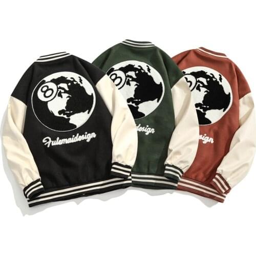 2021 Autumn Embroid PU Leather Sleeve Bomber Coat Mens Baseball Letter Jacket Unisex Womens Patchwork Varsity Jacket Letterman
