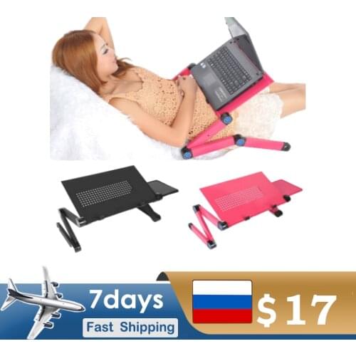 Foldable Laptop Stand Laptop Desk For Bed Adjustable Ergonomic Lap Notebook Stand With Mouse Pad Tray And Cooling Hole Universal