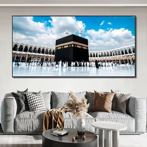 Modern Wall Art Islamic Mosque Building Landscape Canvas Painting Wall Art Pictures Poster Print Cuadros for Living Room Decor