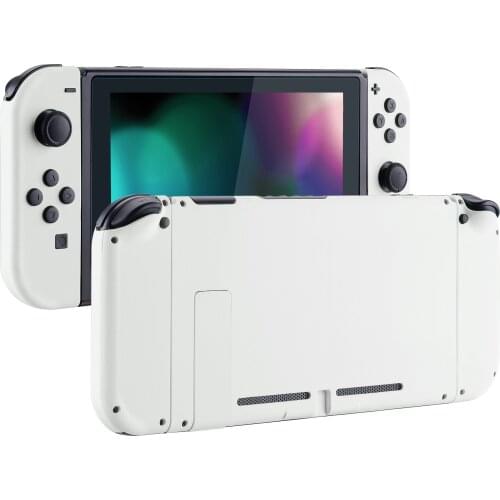 Soft Touch Grip White Back Plate w/ Controller Housing Shell w/ Full Set Buttons for Nintendo Switch Handheld Console & Joy-Con