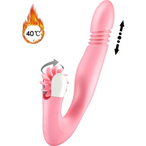 Telescopic Dildo Vibrator G Spot Clitoris Stimulator Rotation Licking Vibrator Heating Female Masturbator Oral Sex Toy For Woman