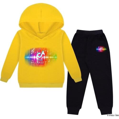 Tik Tok Hoodies for Kids Boy Sweatshirt Sets Girls Winter Clothing Children Casual Tracksuit Hooded With Pants