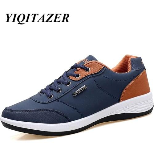 YIQITAZER 2018 New Fashion Breathable Casual Leather Shoes Men,Cheap Hight Increasing Lace up Summer Light Shoes Man