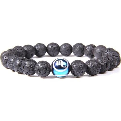 Women Men Zodiac lava stone beads bracelet Cancer Virgo Libra Leo 12 constellation bracelet jewelry for women men friendship