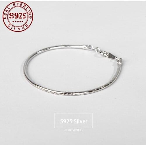 Bracelet for Women Real 925 Sterling Silver Smooth Snake Chain Bracelet 925 Sterling Silver Charm Jewelry Women Accessories
