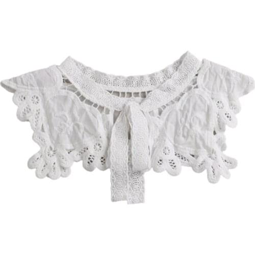 Women Hollow Heart Lace False Collar Lolita Bowknot Detachable Necklace Shawl 649C