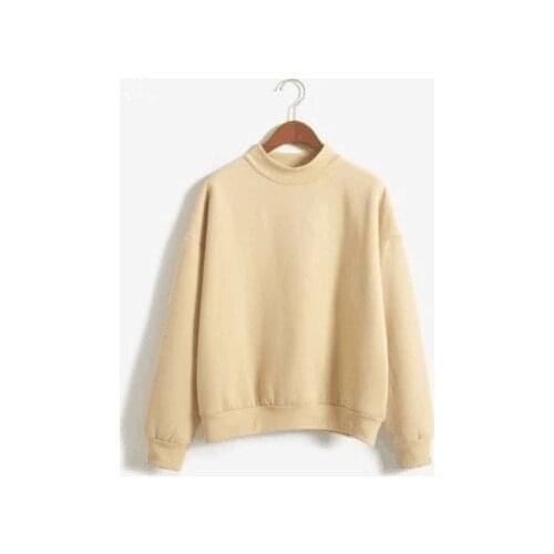 Spring, autumn and winter new round neck solid color sweater women loose casual fashion all-match