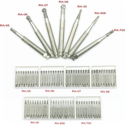 10Pcs Dental Tungsten Steel Carbide burs For Low Speed Latch Type RA-05 RA-06 RA-07 RA-08 RA-35 RA-558 RA-702