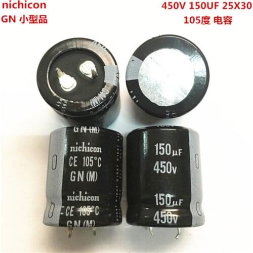 2PCS/10PCS 150uf 450v Nichicon GN/GY 25x30mm 450V150uF Snap-in PSU Capacitor
