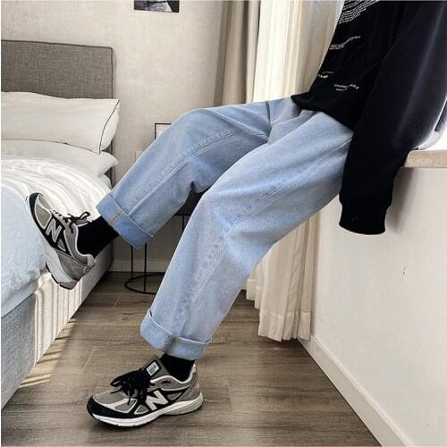 21 Spring New Solid Color Straight Tube Casual Trend Straight Foot Wide Leg Long Trousers, Four Seasons Plus Size Jeans