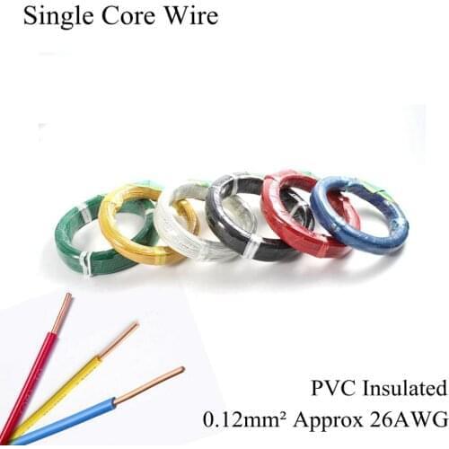 24AWG 0.2mm² BV Single Core Cable Electrical Wire Single Strand Hard Line PVC Insulated Electric Pure Copper Wires 0.2mm Square
