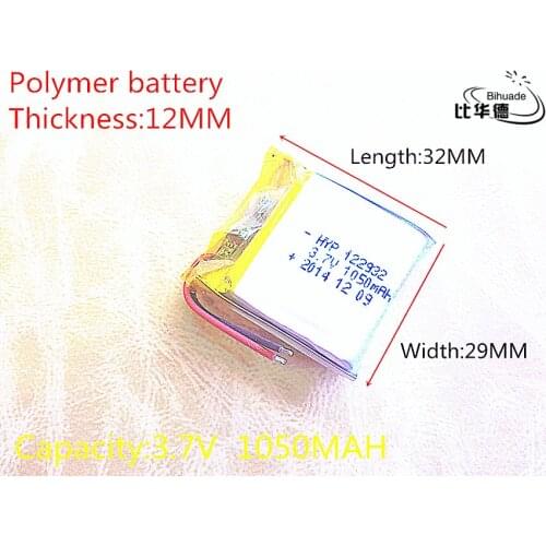 3.7V 1050mAh 122932 Lithium Polymer Li-Po li ion Rechargeable Battery cells For Mp3 MP4 MP5 GPS PSP mobile bluetooth