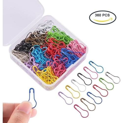 360 PCS 12 Colors Assorted Bulk Safety Pins Calabash Shape Clothe Accessories Markers Sewing Making with Storage Boxes