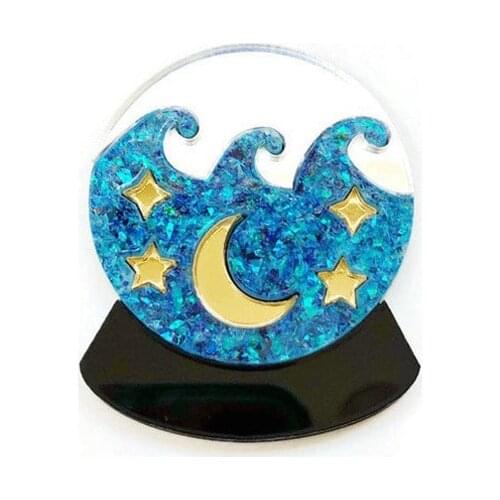 Crystal Ball Acrylic brooch, Magic Aesthetic Fortune Teller Jewelry Unique Novelty Resin brooch Retro Pinup Witchy Jewelry