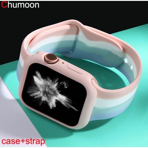 Case+Strap For Apple Watch BAND 6 SE 5 4 3 44mm 40mm iWatch 42mm 38mm Sport Slicone belt bracelet watchband apple watch Strap