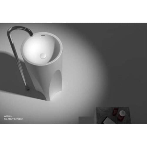 Corian Bathroom Pedestal Wash Basin Freestanding Solid Surface Matt Sink Cloakroom Vanity Hand Sink RS38234