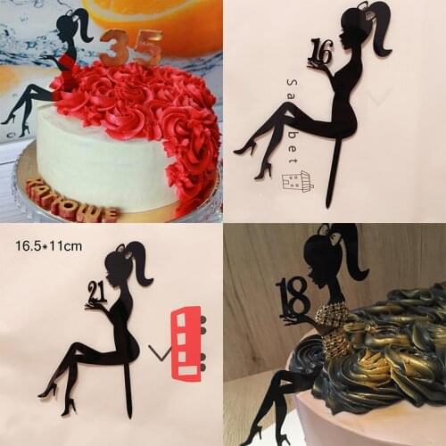 INS High Heels Lady Happy Birthday Acrylic Cake Topper Wedding Girls Cake Toppers for 16 18 21 Birthday Party Cake Decorations
