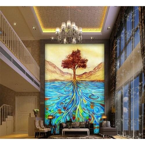 Painting Life Tree Photo Mural Wallpapers for Living Room HallwayWall Art Decor Murals Wall Paper Rolls 3d Wallpaper Abstract
