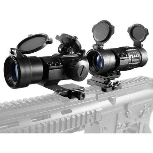 M3 + 3x Magnifier Scope 2in1 Red Dot Sight Collimator Sight Rifle Reflex Shooting L Shaped Mount for Hunting