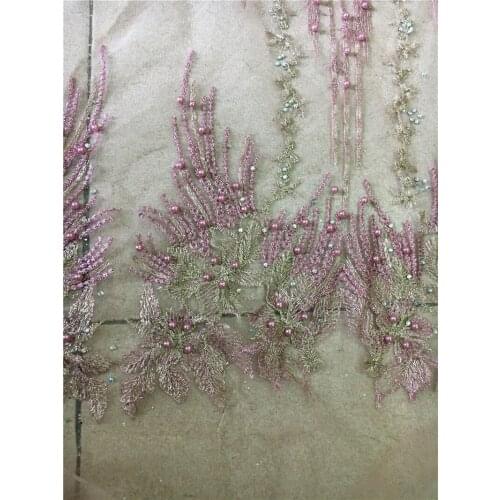 Beaded Lace Fabric Embroidered Nigerian Laces Fabric Bridal High Quality French Tulle Lace Fabric 5yards