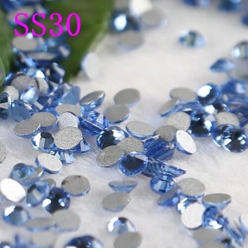 LIGHT SAPPHIRE SS30 288pcs/bag Flat Back Non Hot Fix R hinestones for DIY Cellphone ,garment acessaries