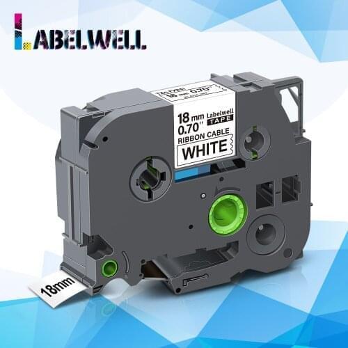 Labelwell Ribbon Cable TZe-FX241 18mm TZeFX241 TZe FX241 Flexible label tape Black on White replace for Brother p-touch printer