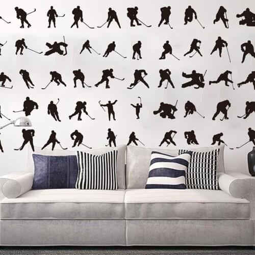 Cute Ice Hockey Player Wall Sticker Boy Room Classroom Hockey Sport Wall Decal Bedroom Vinyl Home Decor