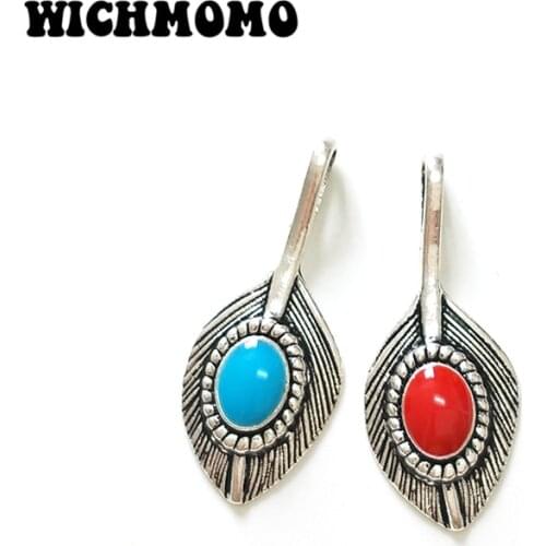 Fashion 8pcs 35*15MM Retro Zinc Alloy Big Hole Peacock Feather Pendant DIY Necklace Jewelry Accessories